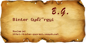 Binter Györgyi névjegykártya